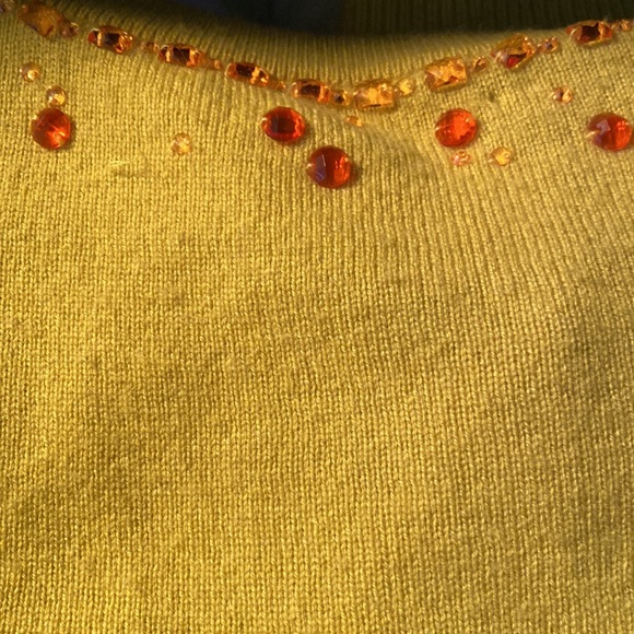 Kate Spade Paulina Cardigan Sweater in Chartreuse/Mustard Jeweled Collar - Picture 8 of 10